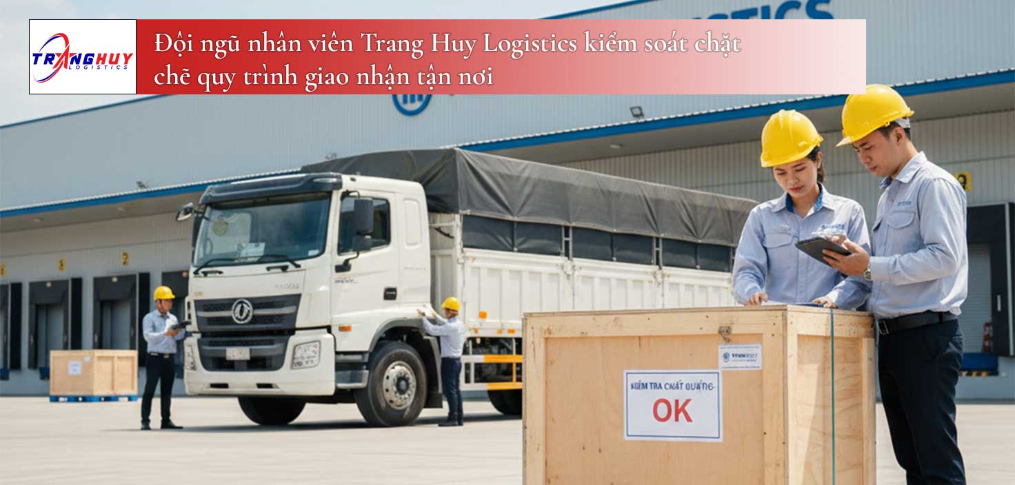 Đội ngũ nhân viên Trang Huy Logistics kiểm soát chặt chẽ quy trình giao nhận tận nơi