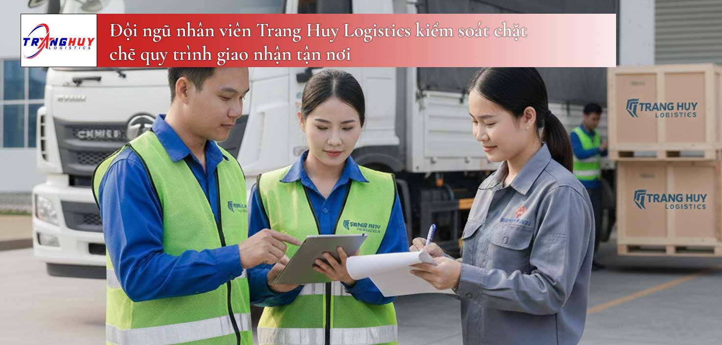 Đội ngũ nhân viên Trang Huy Logistics kiểm soát chặt chẽ quy trình giao nhận tận nơi