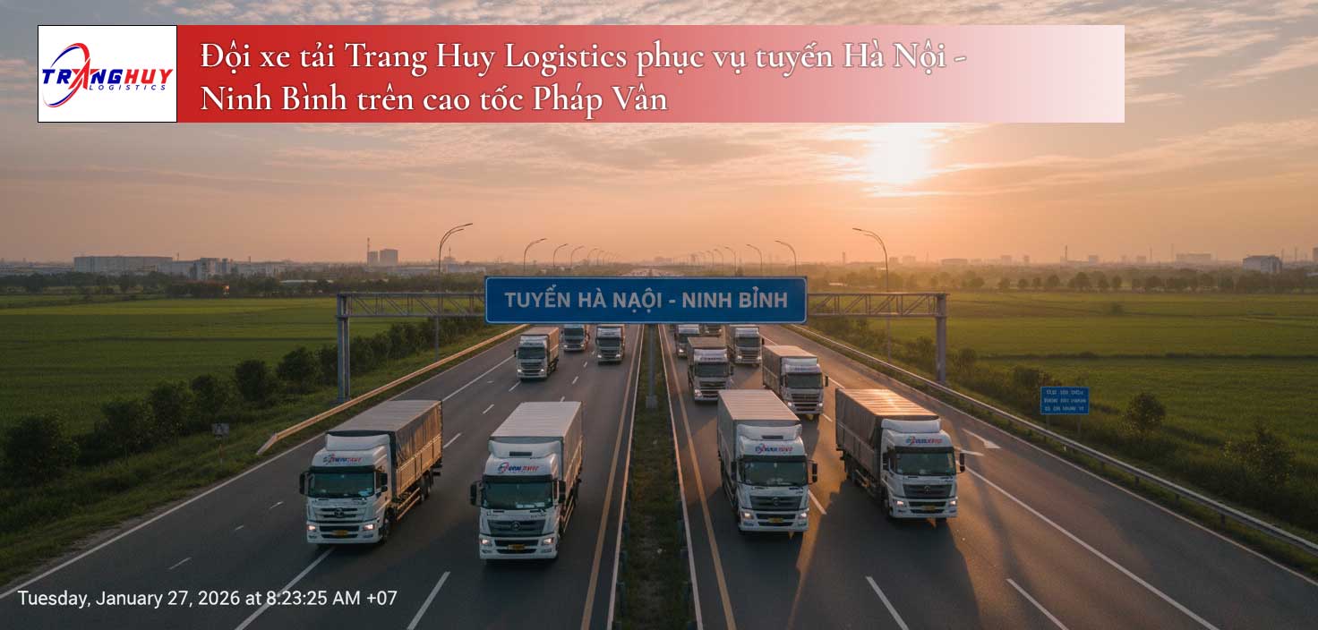 Đội xe tải Trang Huy Logistics phục vụ tuyến Hà Nội - Ninh Bình trên cao tốc Pháp Vân
