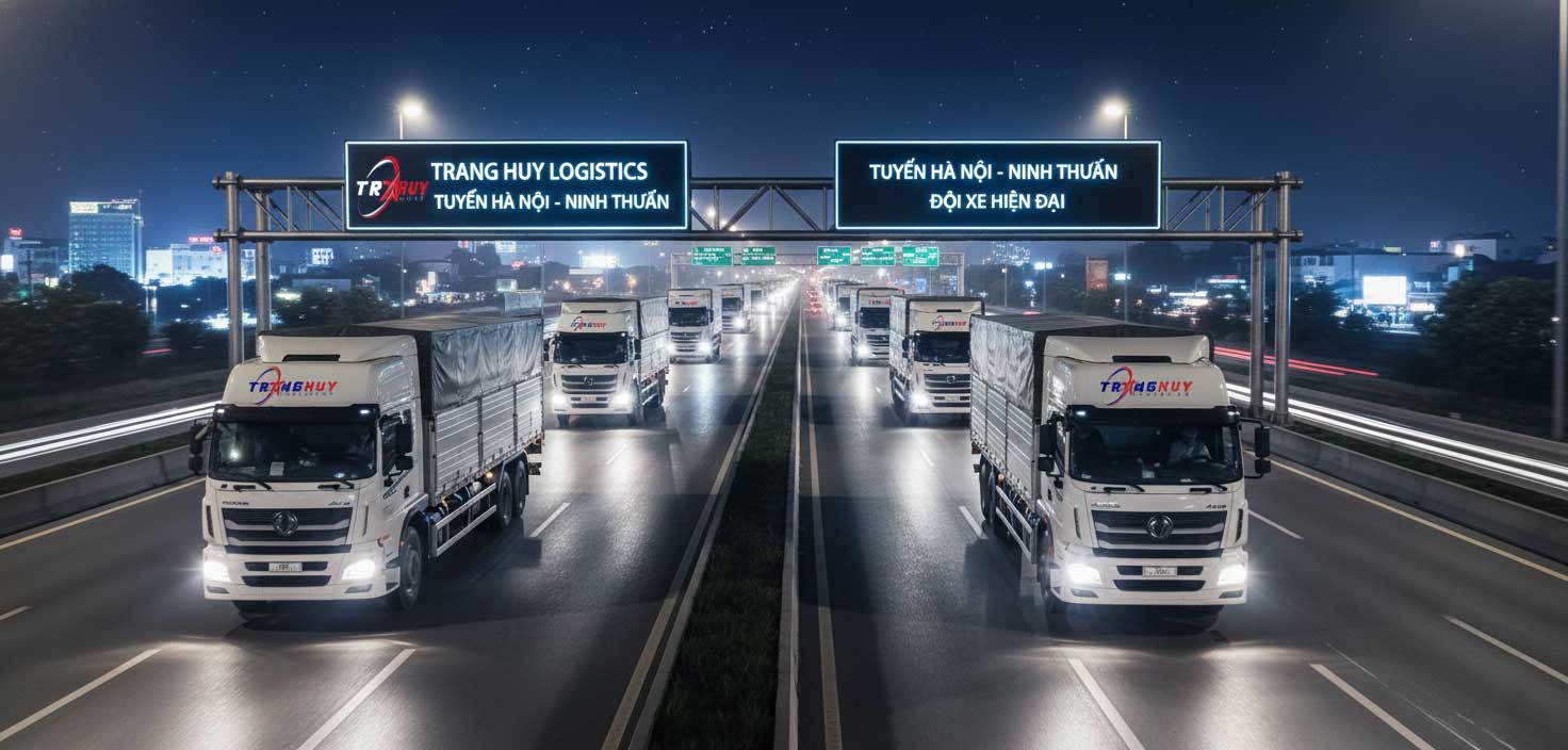 Đội xe tải Trang Huy hiện đại phục vụ tuyến Hà Nội - Ninh Thuận xuyên suốt 24/7