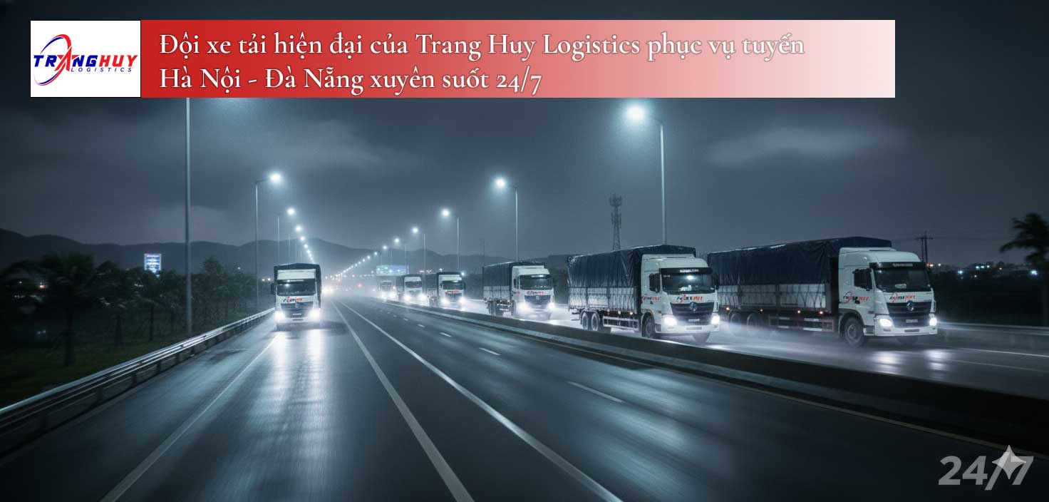 Đội xe tải hiện đại của Trang Huy Logistics phục vụ tuyến Hà Nội - Đà Nẵng xuyên suốt 24/7