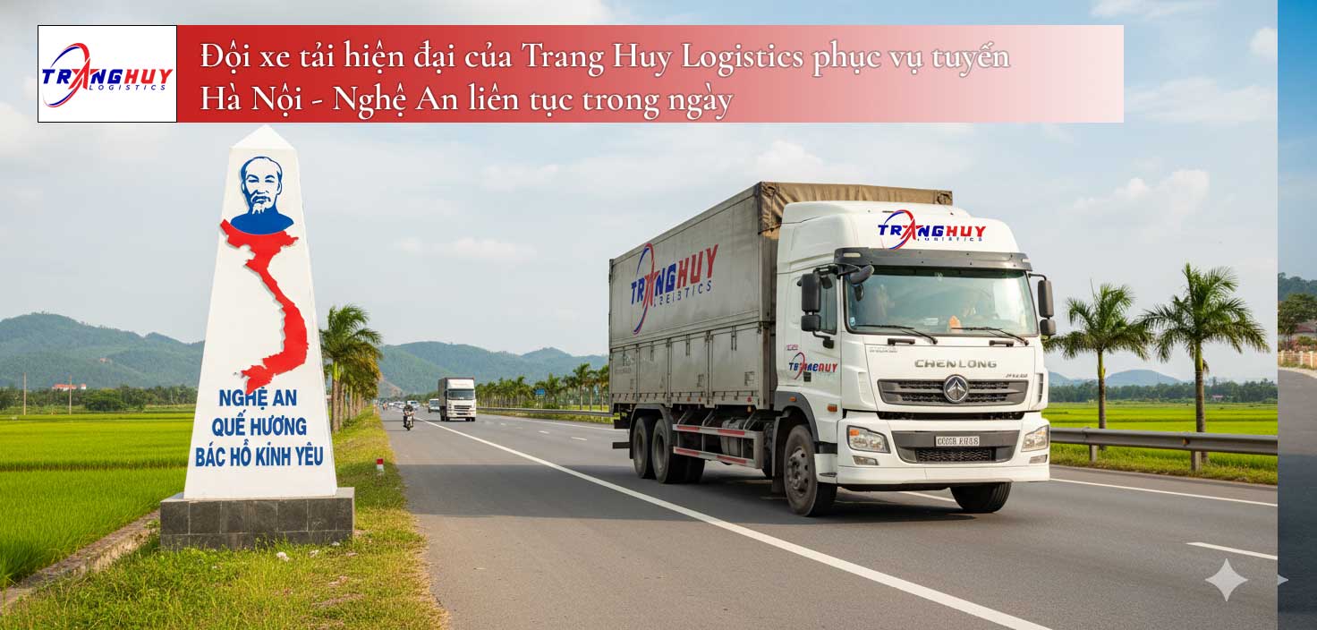 Đội xe tải hiện đại của Trang Huy Logistics phục vụ tuyến Hà Nội - Nghệ An liên tục trong ngày