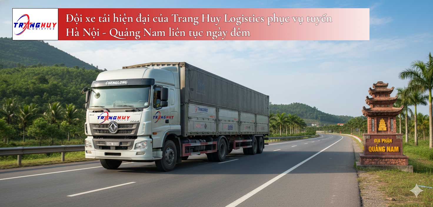 Đội xe tải hiện đại của Trang Huy Logistics phục vụ tuyến Hà Nội - Quảng Nam liên tục ngày đêm