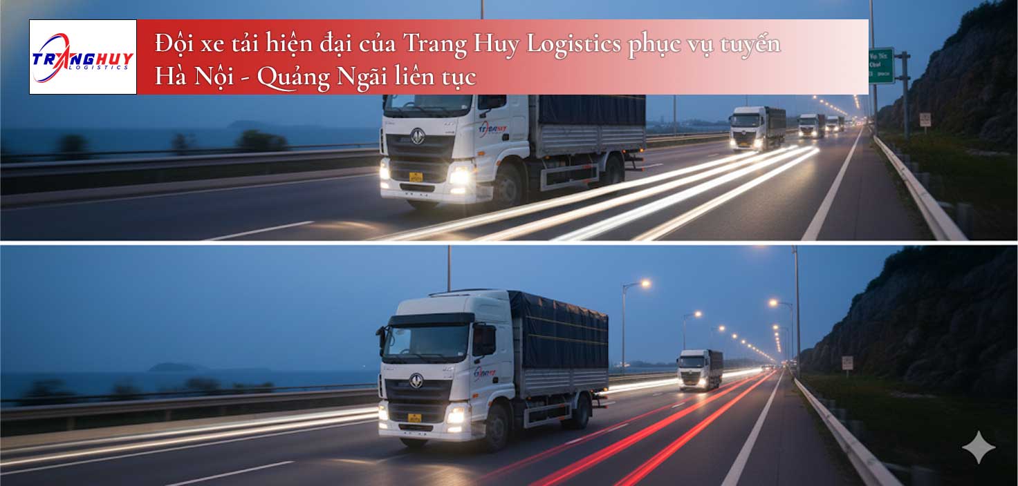 Đội xe tải hiện đại của Trang Huy Logistics phục vụ tuyến Hà Nội - Quảng Ngãi liên tục