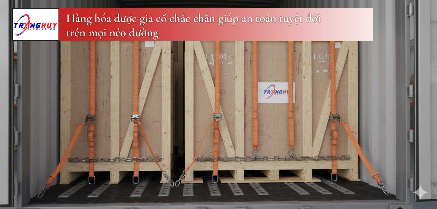 Hàng hóa được gia cố chắc chắn giúp an toàn tuyệt đối trên mọi nẻo đường