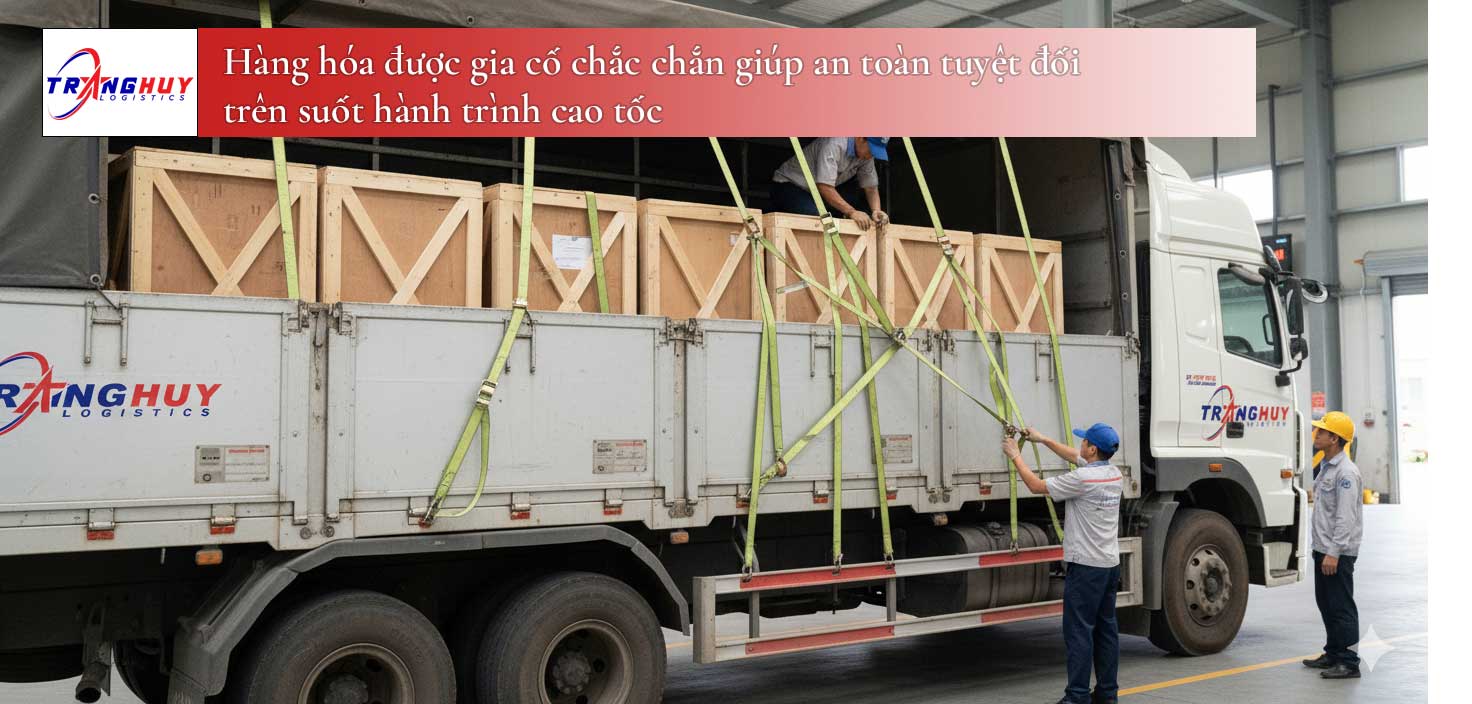 Hàng hóa được gia cố chắc chắn giúp an toàn tuyệt đối trên suốt hành trình cao tốc