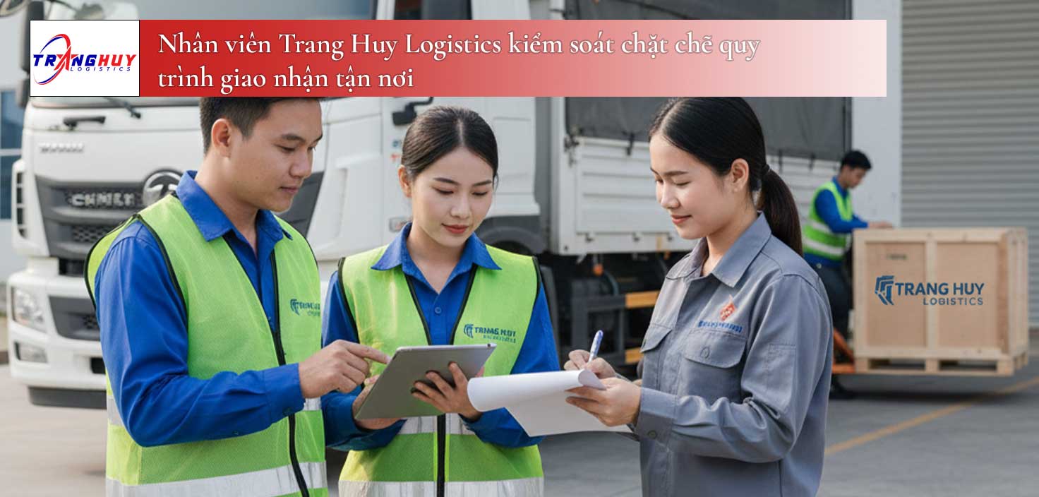 Nhân viên Trang Huy Logistics kiểm soát chặt chẽ quy trình giao nhận tận nơi