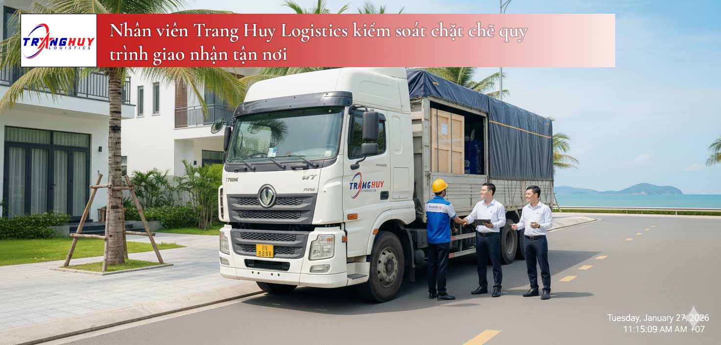 Nhân viên Trang Huy Logistics kiểm soát chặt chẽ quy trình giao nhận tận nơi