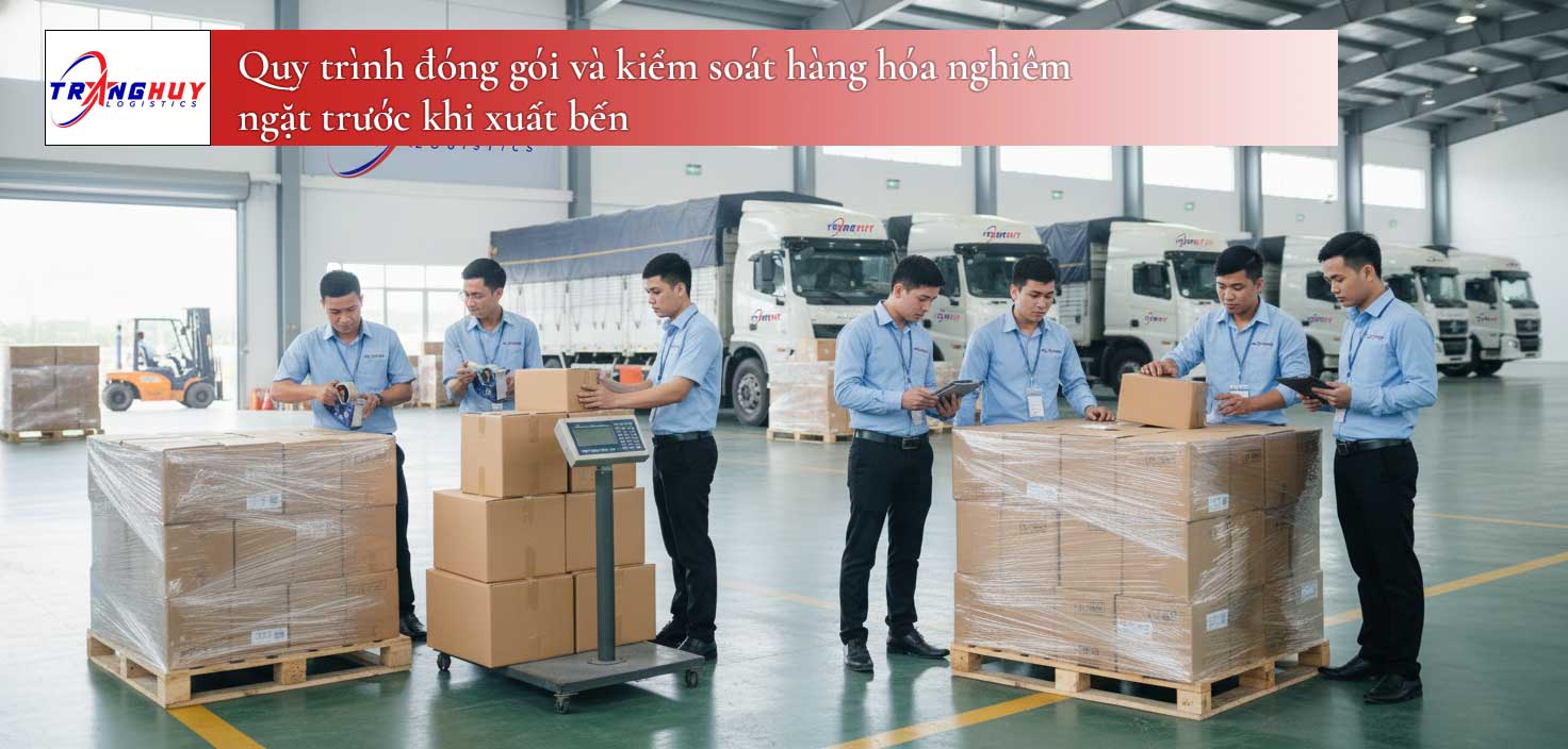 Quy trình đóng gói và kiểm soát hàng hóa nghiêm ngặt trước khi xuất bến