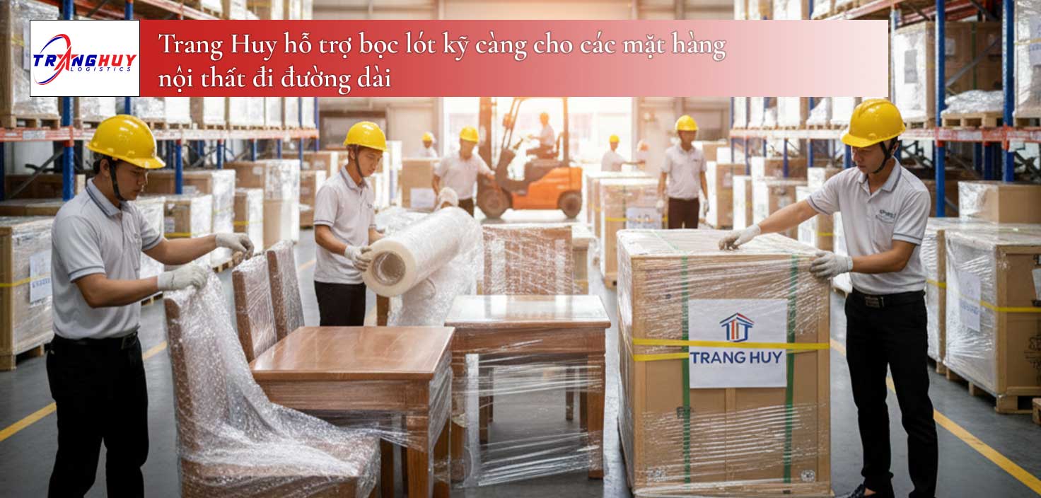 Trang Huy hỗ trợ bọc lót kỹ càng cho các mặt hàng nội thất đi đường dài