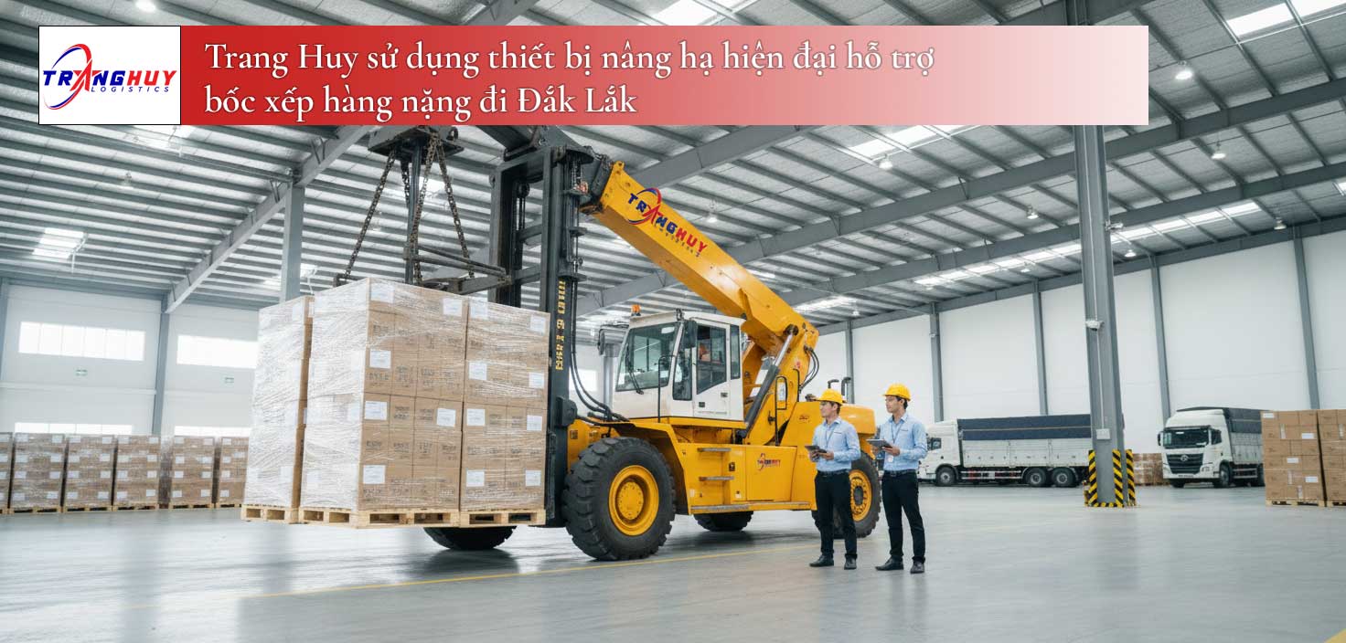 Trang Huy sử dụng thiết bị nâng hạ hiện đại hỗ trợ bốc xếp hàng nặng đi Đắk Lắk
