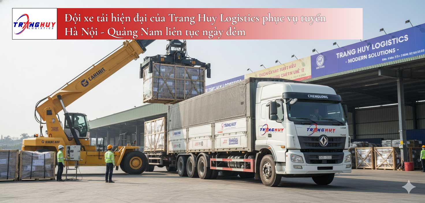 Trang Huy sử dụng thiết bị nâng hạ hiện đại hỗ trợ bốc xếp hàng nặng đi Quảng Nam