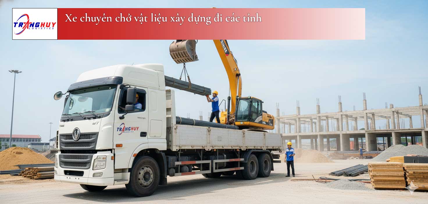 Xe chuyên chở vật liệu xây dựng đi xa
