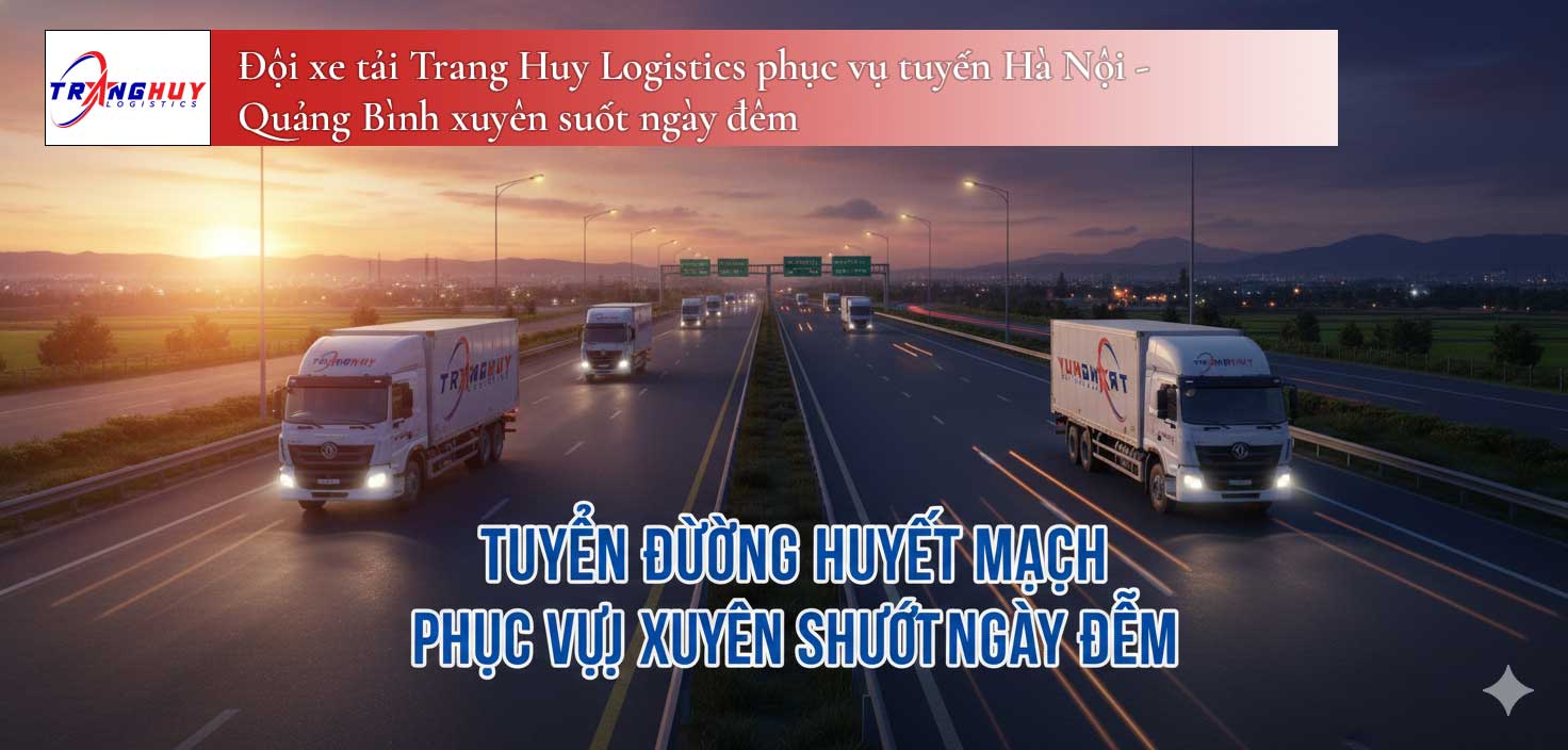 Đội xe tải Trang Huy Logistics phục vụ tuyến Hà Nội - Quảng Bình xuyên suốt ngày đêm