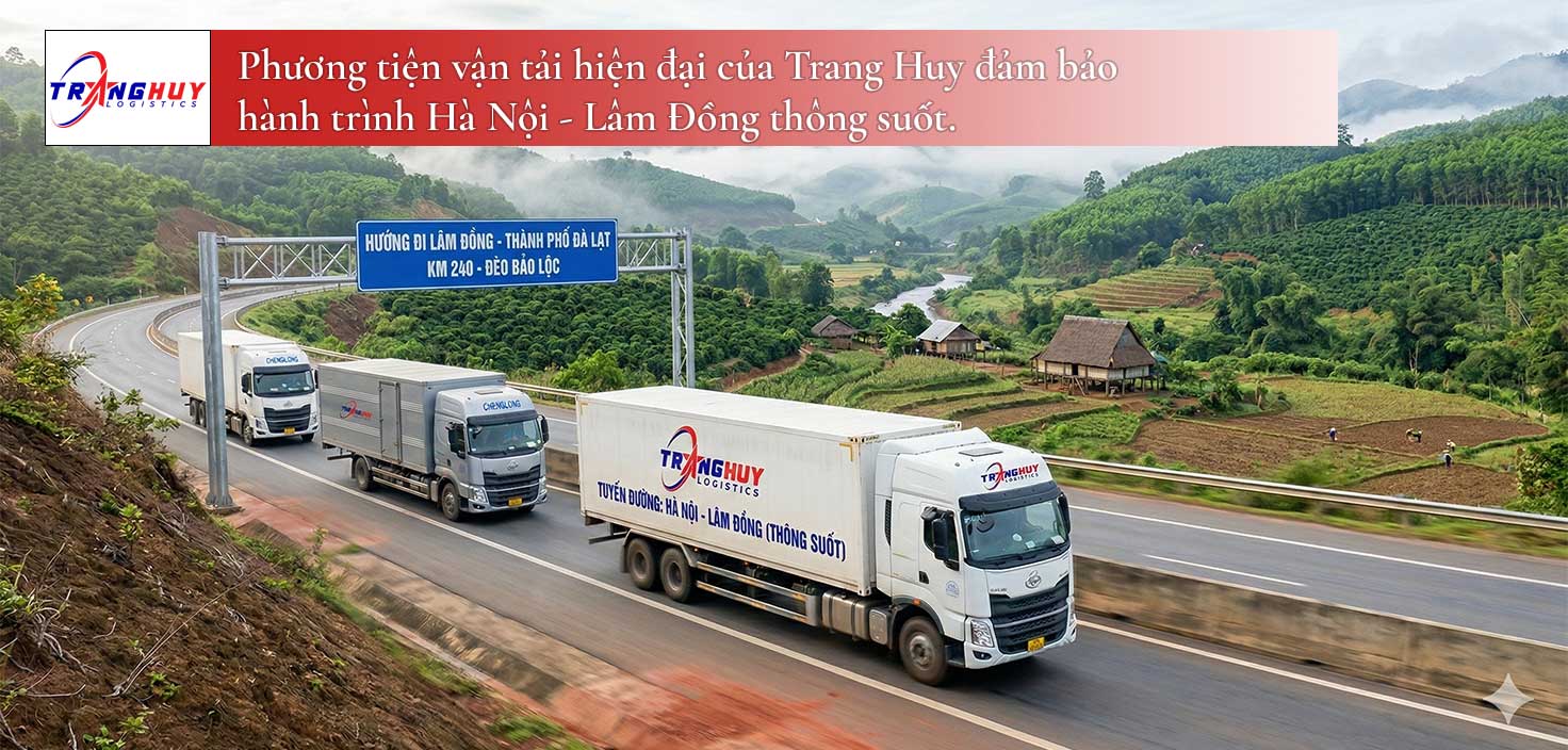 Phương tiện vận tải hiện đại của Trang Huy đảm bảo hành trình Hà Nội - Lâm Đồng thông suốt.
