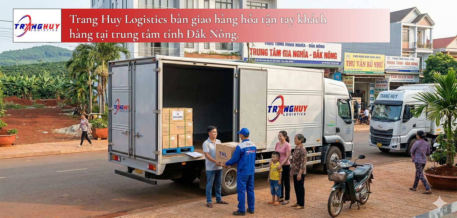 Trang Huy Logistics bàn giao hàng hóa tận tay khách hàng tại trung tâm tỉnh Đắk Nông.